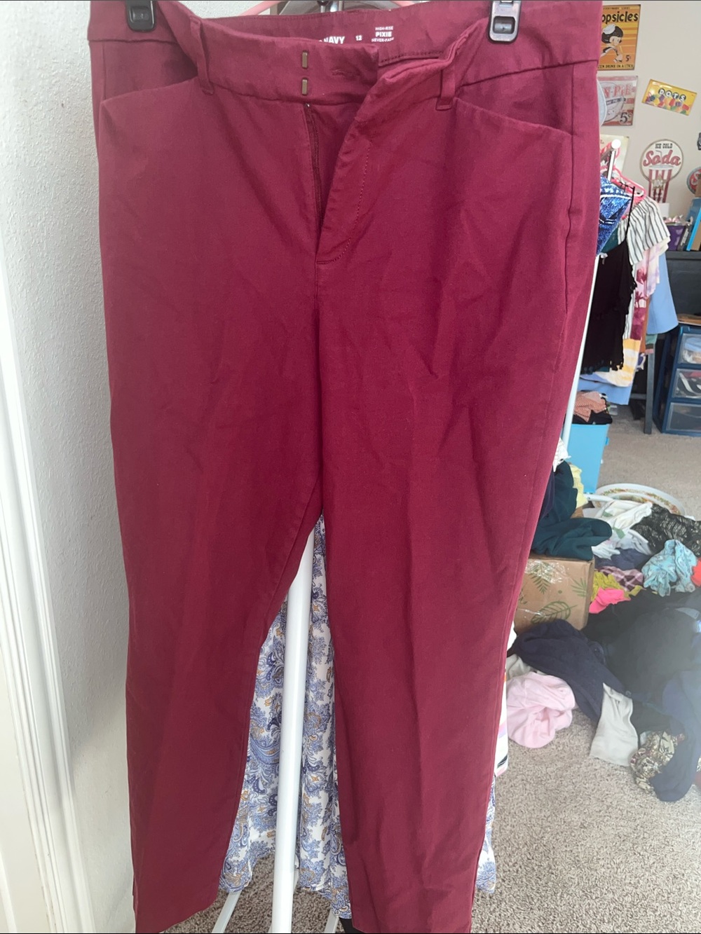 Old Navy Women's Burgundy Straight-Leg Trousers